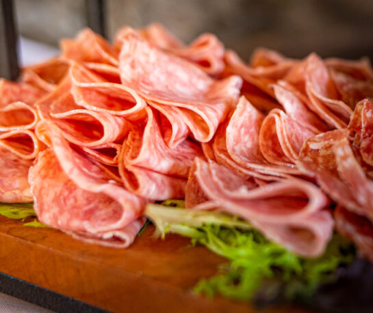 Assorted sliced meat gourmet plate with lettus